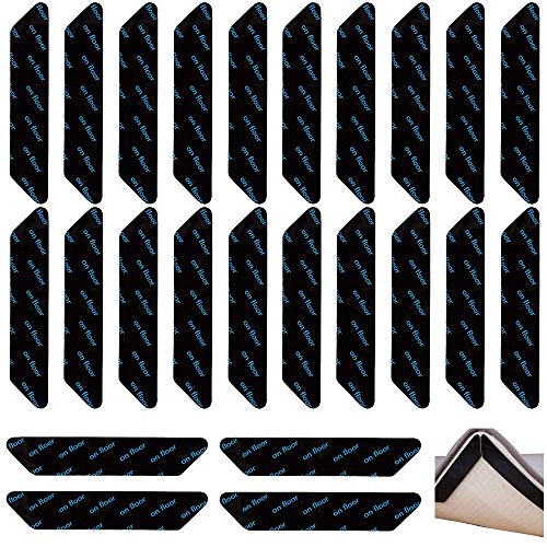 TXErfolg Pack of 24 Anti-Slip and Reusable Rug Grippers Washable Rug Pads or Carpet Stickers for Wooden and Hard Floors all Types and Sizes of Rugs
