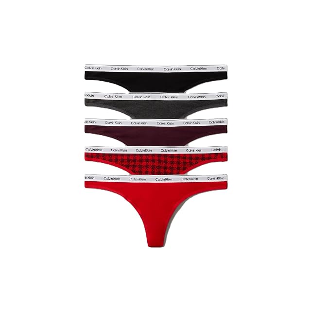 Calvin Klein womens Modern Logo Cotton Stretch Thong Panties 5 Pack