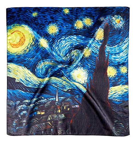 JWSilk Women's Silk Neckerchief Small Square Silk Scarf Classic Art Print2