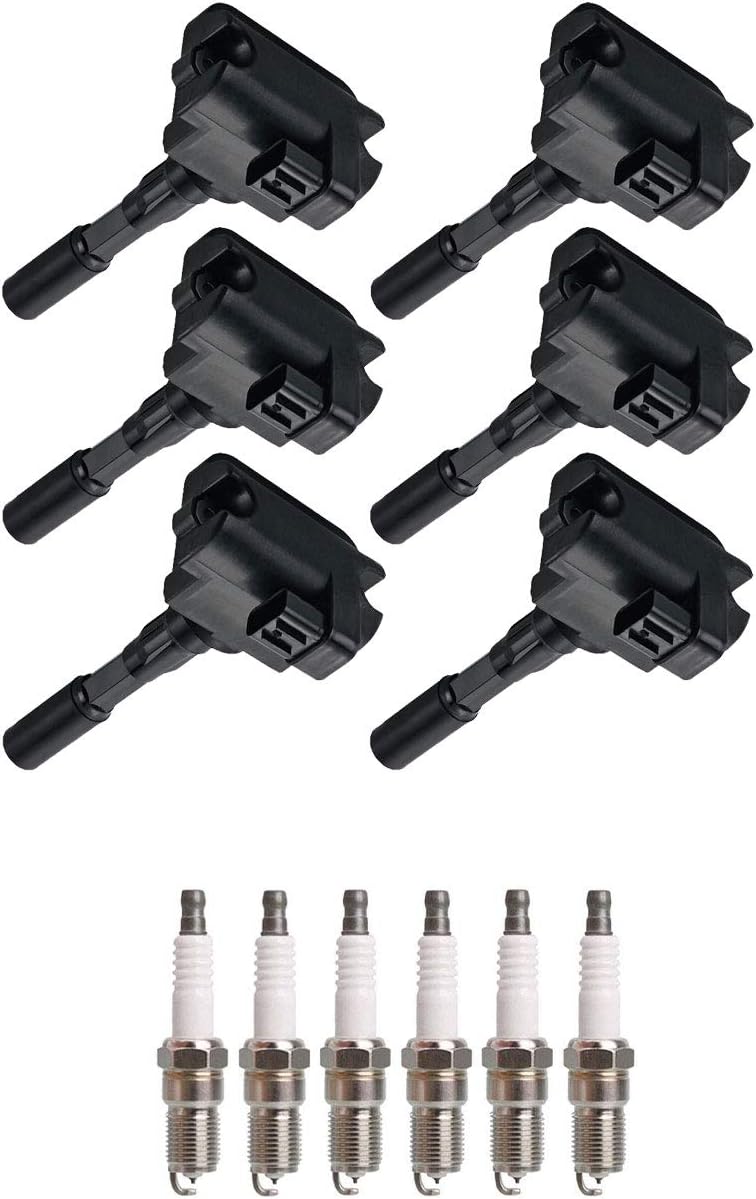 ENA Set of 6 Ignition Coil Pack and 6 Platinum Spark Plugs Compatible with Acura Legend 1991 1992 1993 1994 1995 3.2L V6 Replacement for 30520PR7A02 UF90 48825 88921327 GN10063 IC171 IC173 4503