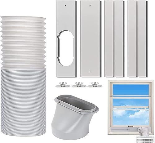 Kit de ventilación de aire acondicionado portátil con manguera de escape de 5.9 pulgadas5.1 pulgadas, kit de sellado de ventana ajustable sin