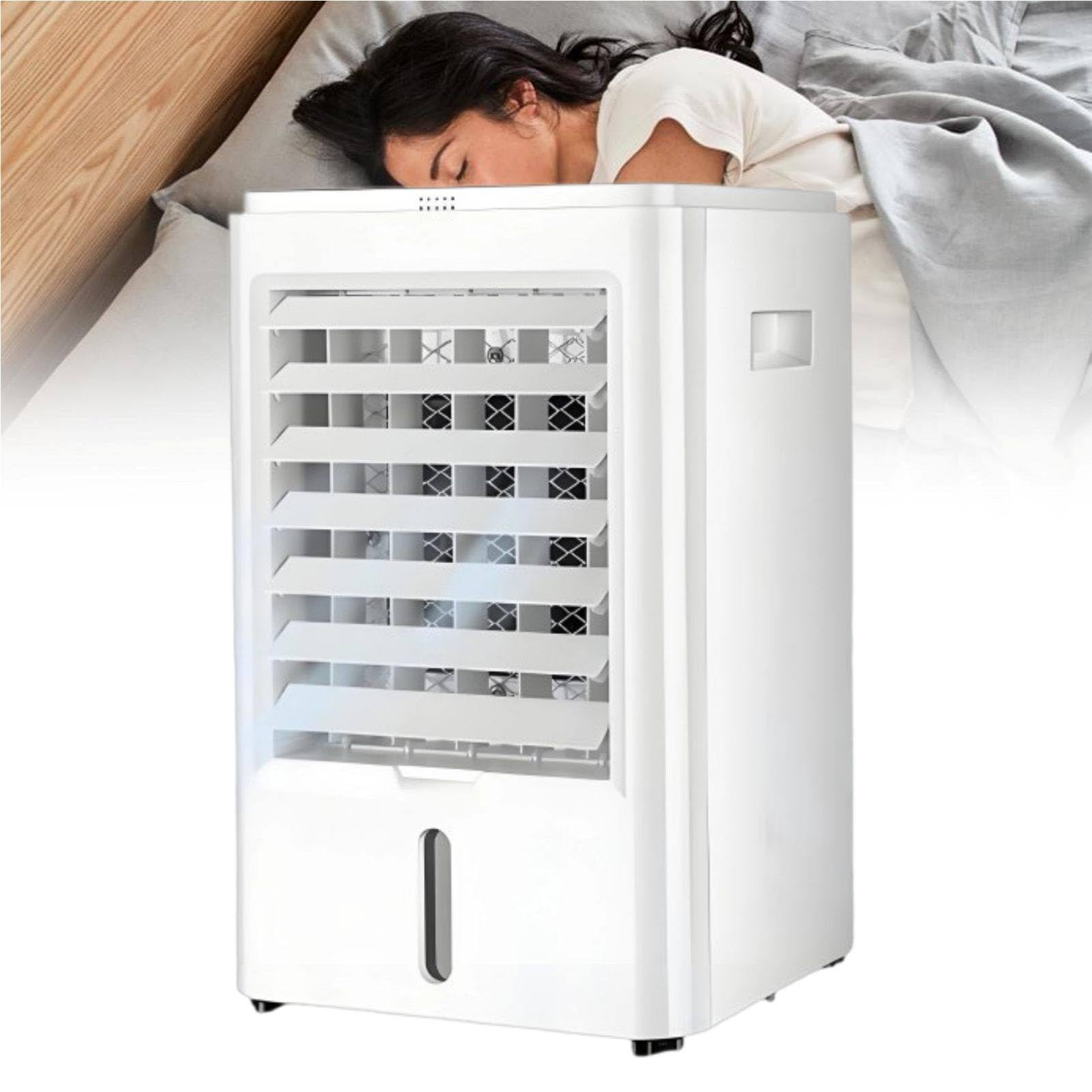 MhWrughts 4-in-1 Evaporative Air Cooler, Portable Mini Air Conditioner with Remote Control, Humidification and Air Purification for Truck Cab, RV, Home and Office car-12V