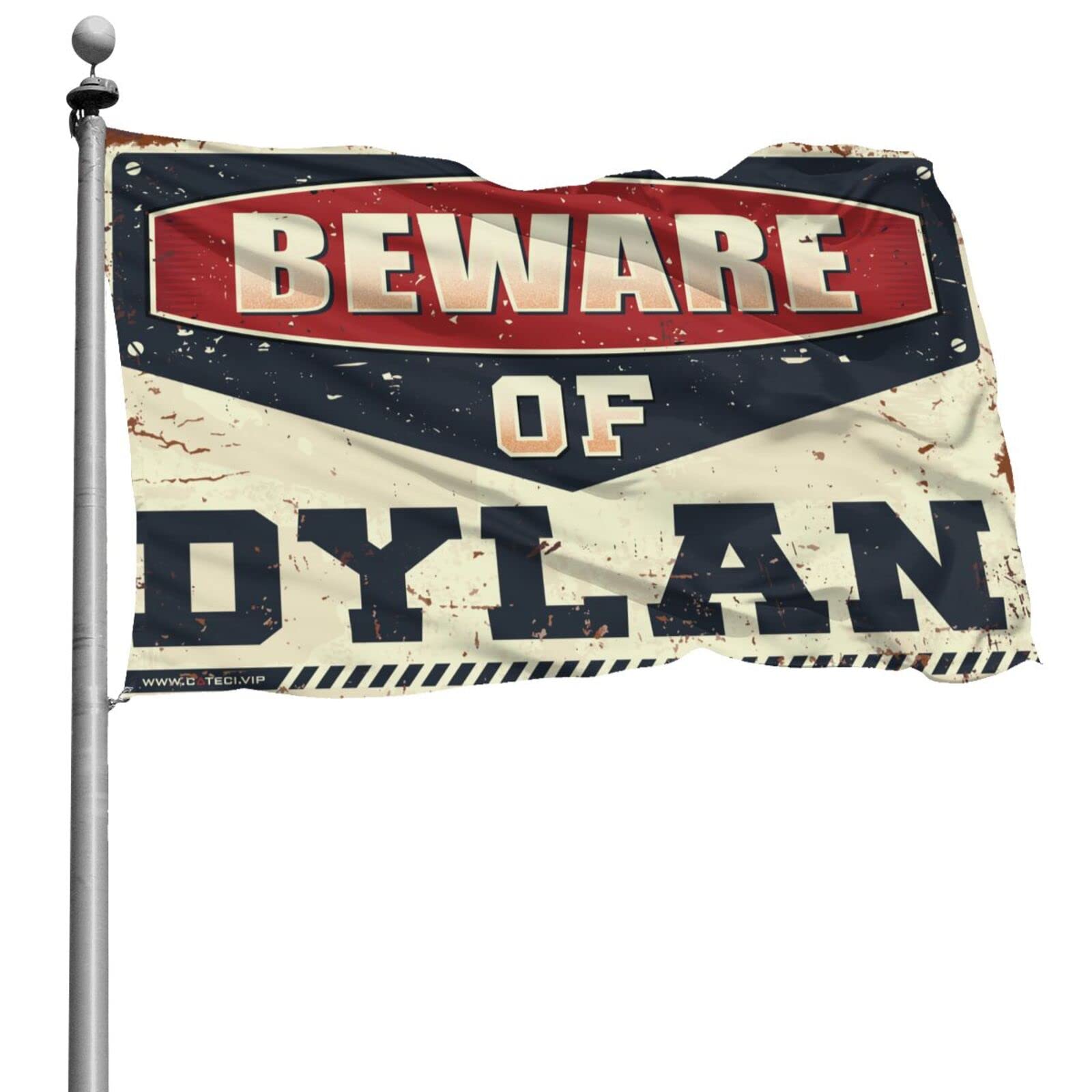 Drapeau Beware of Dylan grand format tissu decoration chambre de fille
