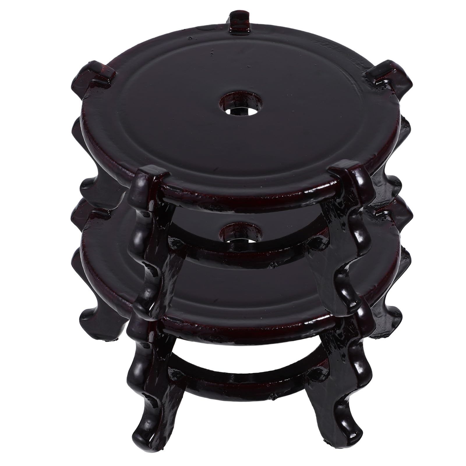 Veemoon Soporte para Macetas Redondo de Madera Marrón 2piezas Estilo Oriental Diseño Creativo y Fácil Mantenimiento para Decoración Interior del Hogar