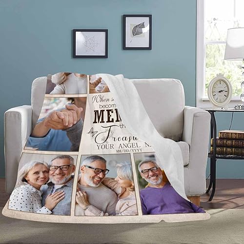 Miniatura 9 de Artsadd Manta conmemorativa personalizada en memoria amorosa de mamá, papá, padre, abuela, abuelo, nana, manta personalizada con foto, nombre,