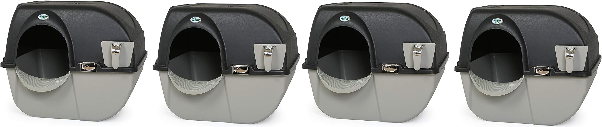 Omega Paw Elite Self Cleaning Roll 'n Clean Litter Box, Midnight Black, Large (Fоur Расk)