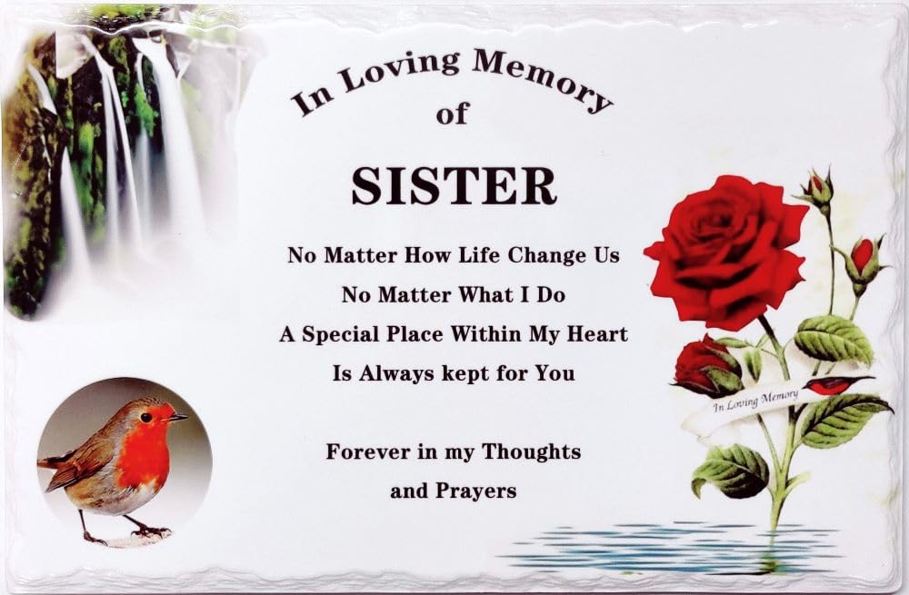 Old Tupton Ware In Memoriam Tile Plaque - In loving memory of SISTER