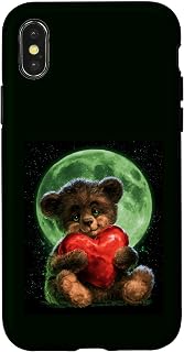 Cute Teddy Bear with Heart Woman Girl Kids Heart Teddy Bear Case for iPhone X/XS