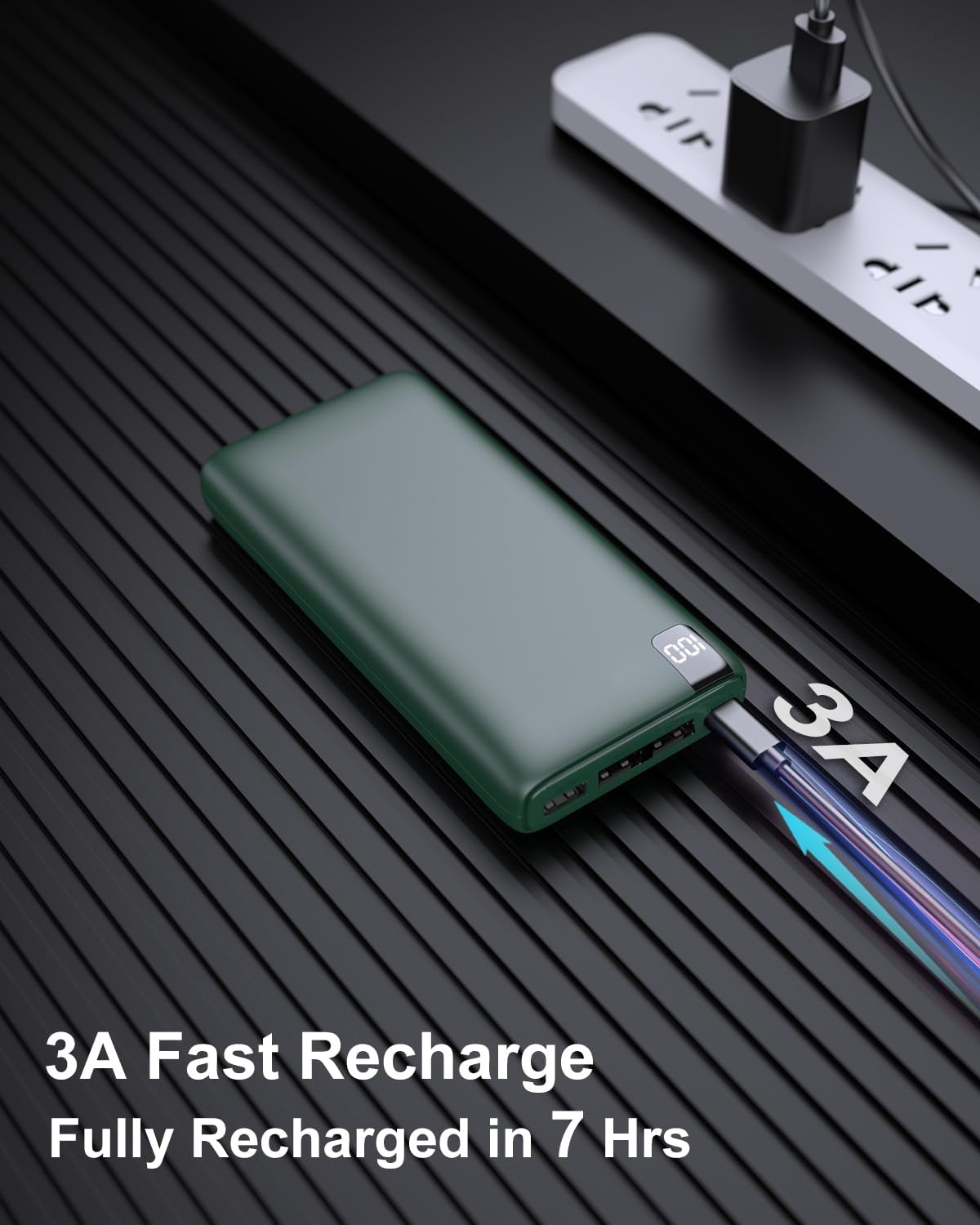 IXNINE Power Bank 26800mAh Portable Charger, High Capacity Phone Charger Compact External Battery Pack with LED Display and 4 Fast Charging Outputs for Cellphone Tablet (Green+Blue)