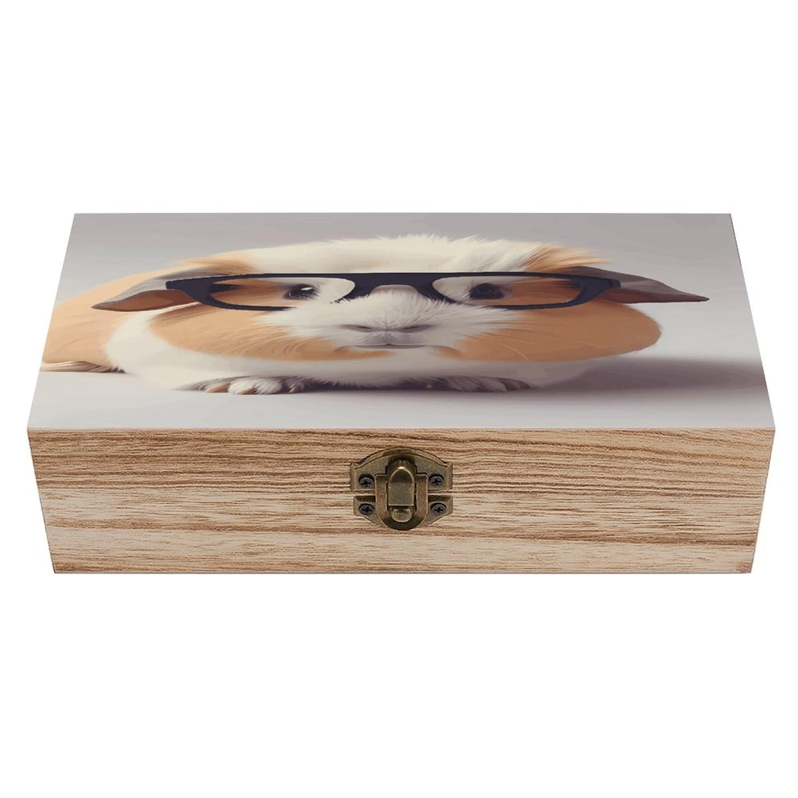 asbwuo Guinea Pig Wood Keepsake Box Wooden Box with Hinged Lid