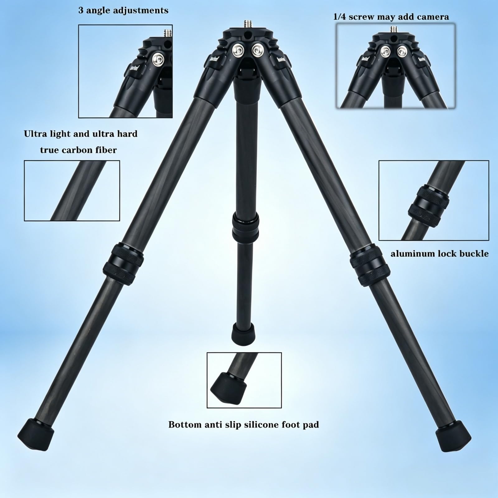 Mini-Stativ aus Kohlefaser, kleine Tischstative für Insta360, X5, X4, X3, X2, für DJI Osmo Kamera für Gimbal, Mikrofon, LED-Licht (schwarz)