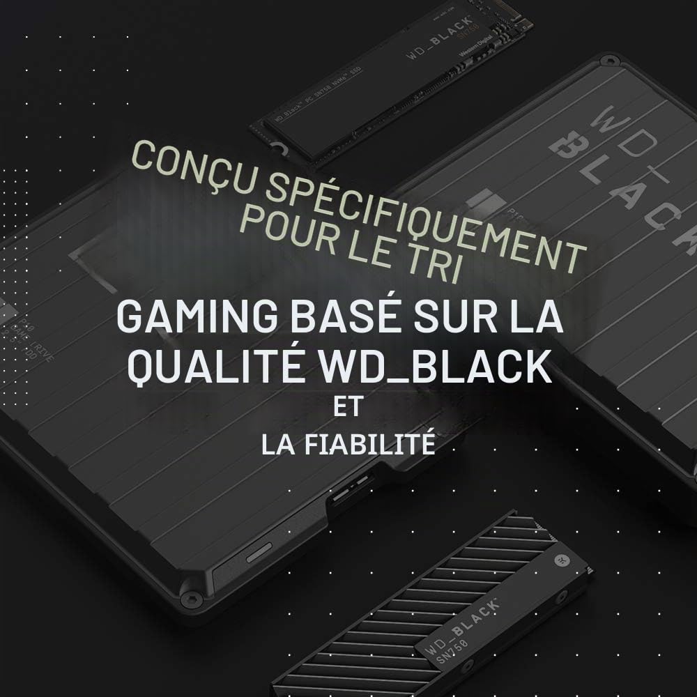 WD_BLACK P10 pour Xbox 4 To, Disque dur Externe Portable, des vitesses allant jusqu'à 130 Mo/s, Une abonnement d'un mois au Xbox Game Pass Ultimate, Compatible avec Xbox Series X|S, Noir et Blanc