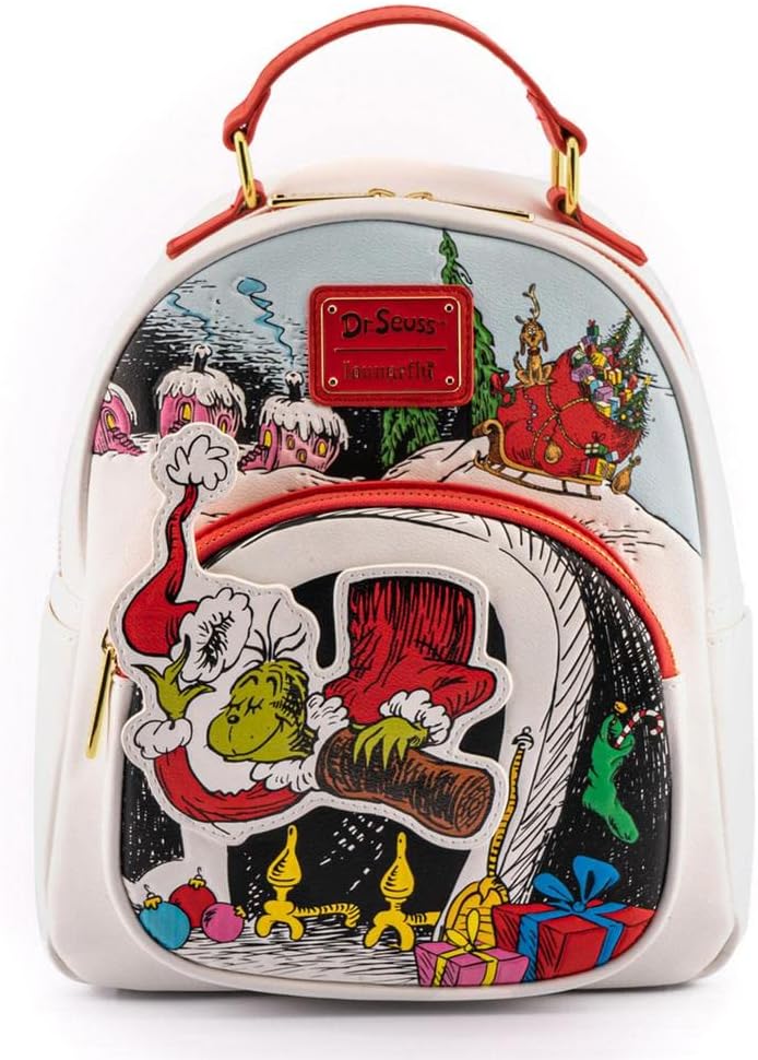Dr. Seuss The Grinch Chimney Thief Adult Womens Double Strap Shoulder Bag Purse