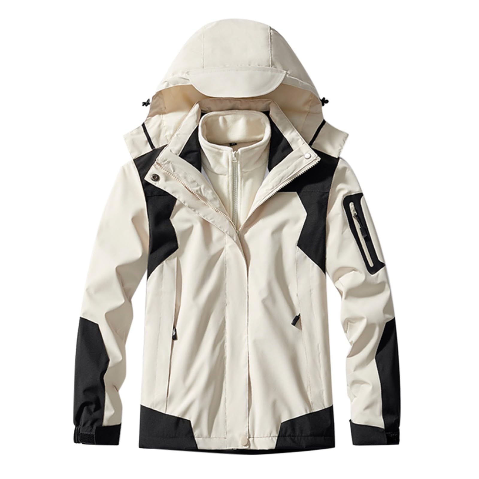 Veste de ski imperméable pour femme avec capuche, manteau d'hiver isolé, coupe-vent, veste de snowboard d'extérieur avec bloc de couleurs, veste de neige respirante et chaude pour les sports d'hiver,