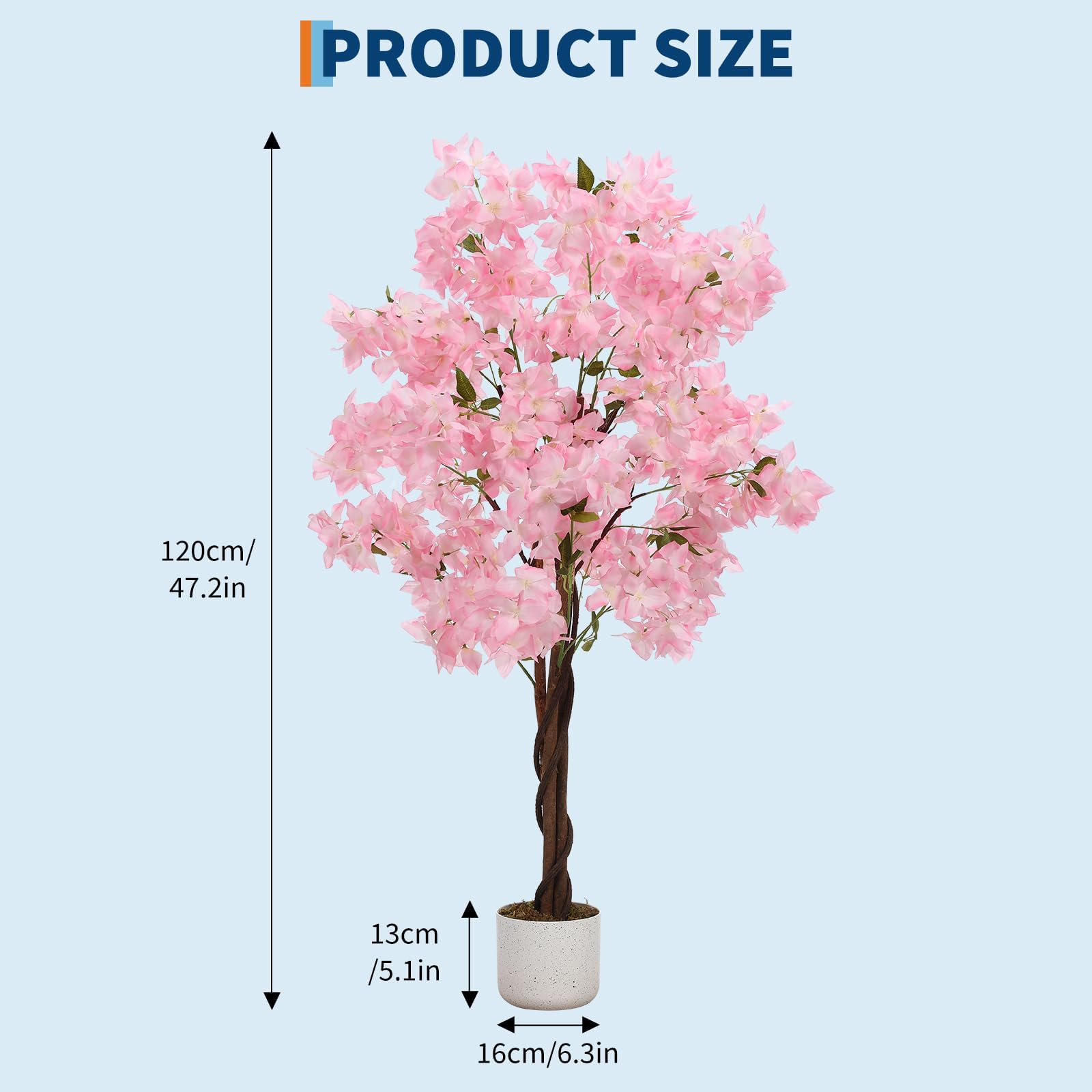IDEALHOUSE Albero di ciliegio artificiale, 120 cm, con fiori di farfalla