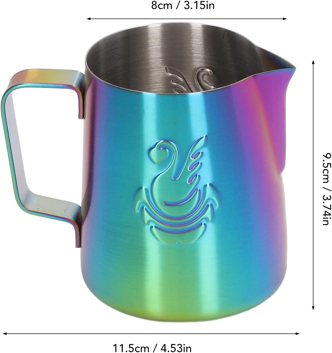 GLOGLOW 380ml Milk Frothing Pitcher, Stainless Steel Milk Frother Cup Latte Art Milk Frothing Pitcher for Espresso Machine Coffee Cappuccino Latte Art