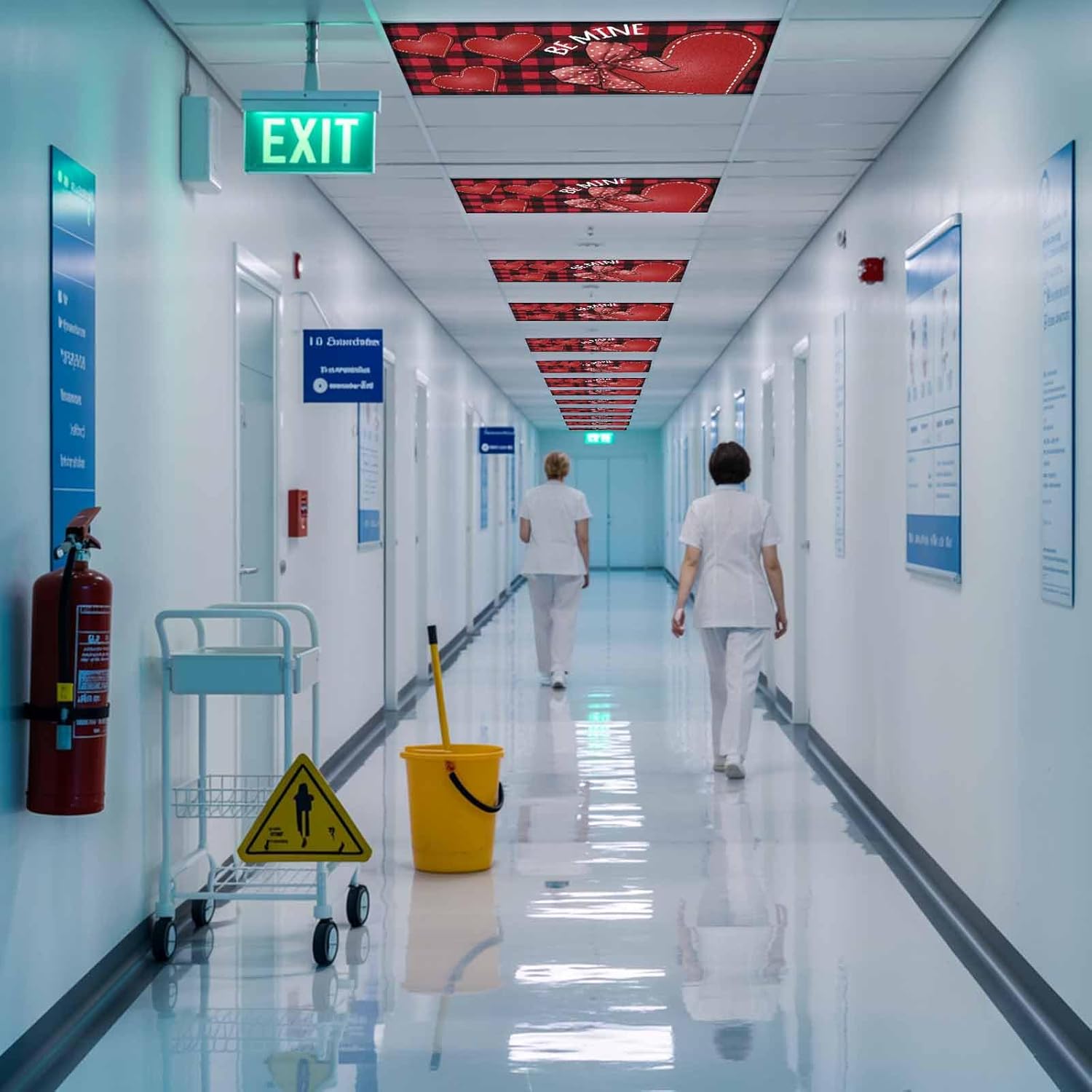 2x4 ft Fluorescent Light Cover for Ceiling Love Heart Polka Dot Bow Magnetic Light Filters, Valentine's Day Red Black Checkered Ceiling Lampshades for Home School Office 4Pcs