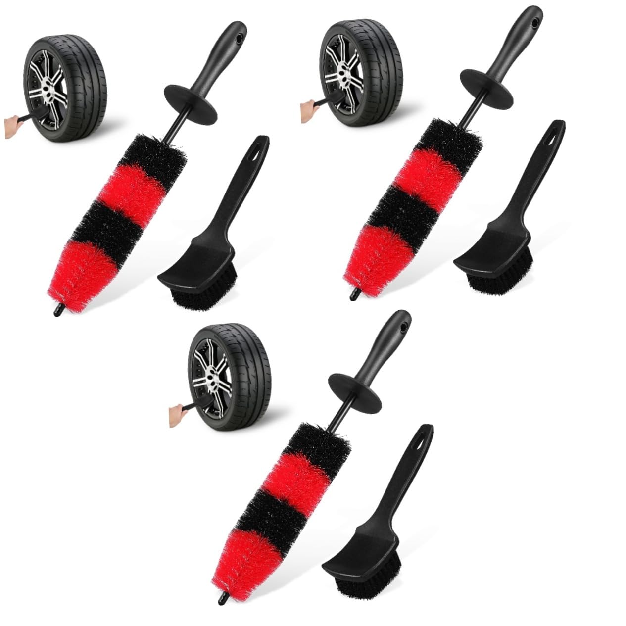 ULTECHNOVO 3ensembles Brosses De Nettoyage pour Brosse De Détail pour Jantes Et Pneus Outils De Lavage Automobile Accessoires De Nettoyage pour Voiture