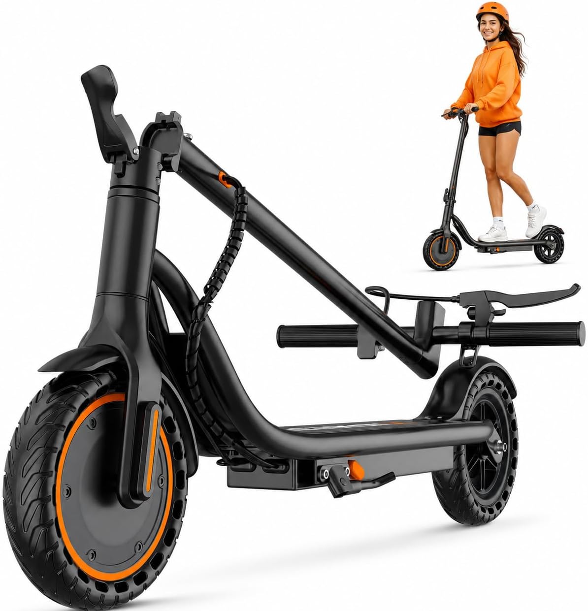 Electric Scooter for Adults, 350W Motor, Up to 19 MPH & 15 Miles Range, Foldable E Scooter with APP, 8.5" Solid Tires, Dual Braking System, Portable Commuter Electric Scooter for Teens & Adults