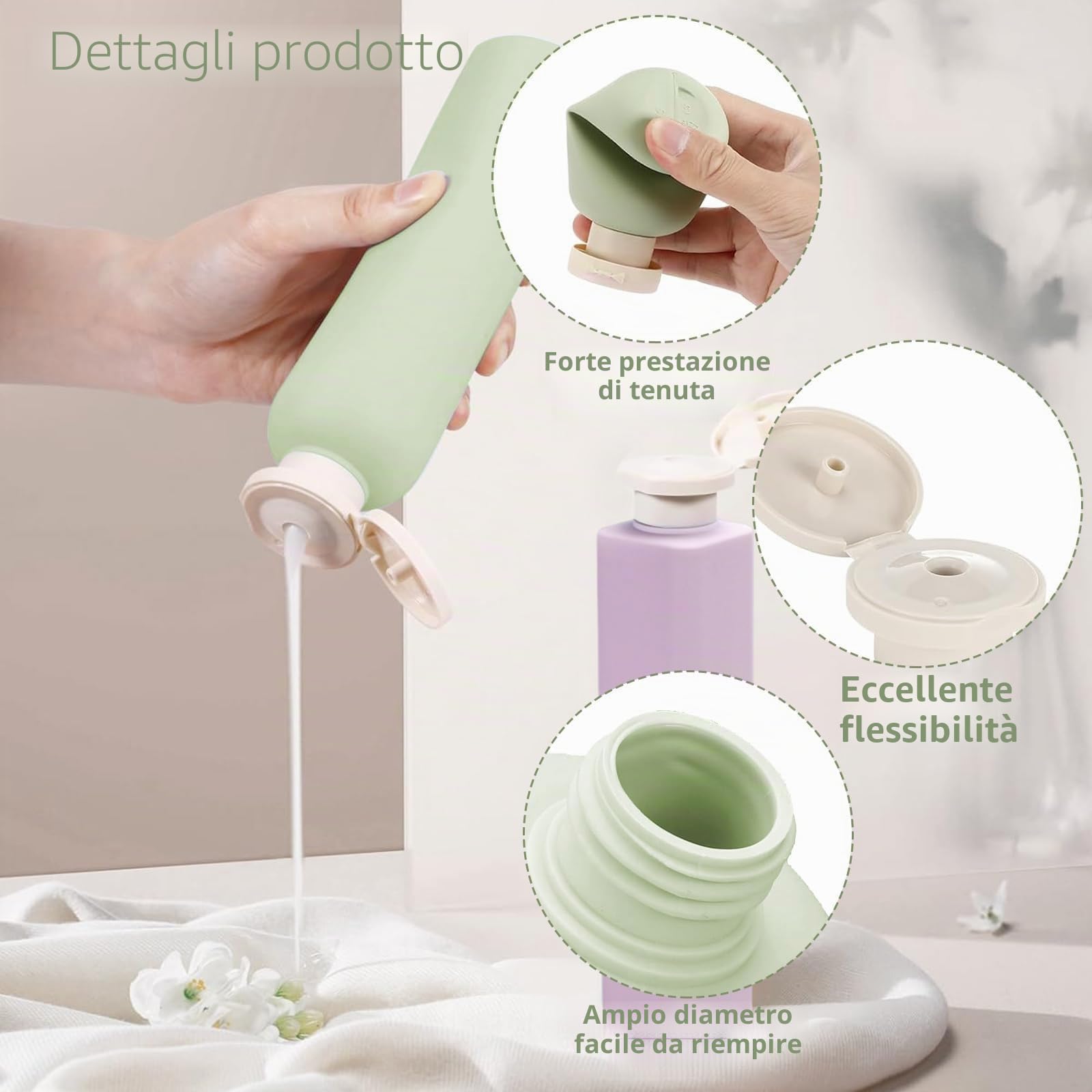 Flaconi da Viaggio set da Viaggio Riutilizzabileda 4 Pezzi Facile da Perdere 260ml/250ml Facile da Riempire Boccette da Viaggio può Essere Riempito con Shampoo gel Doccia Lozione