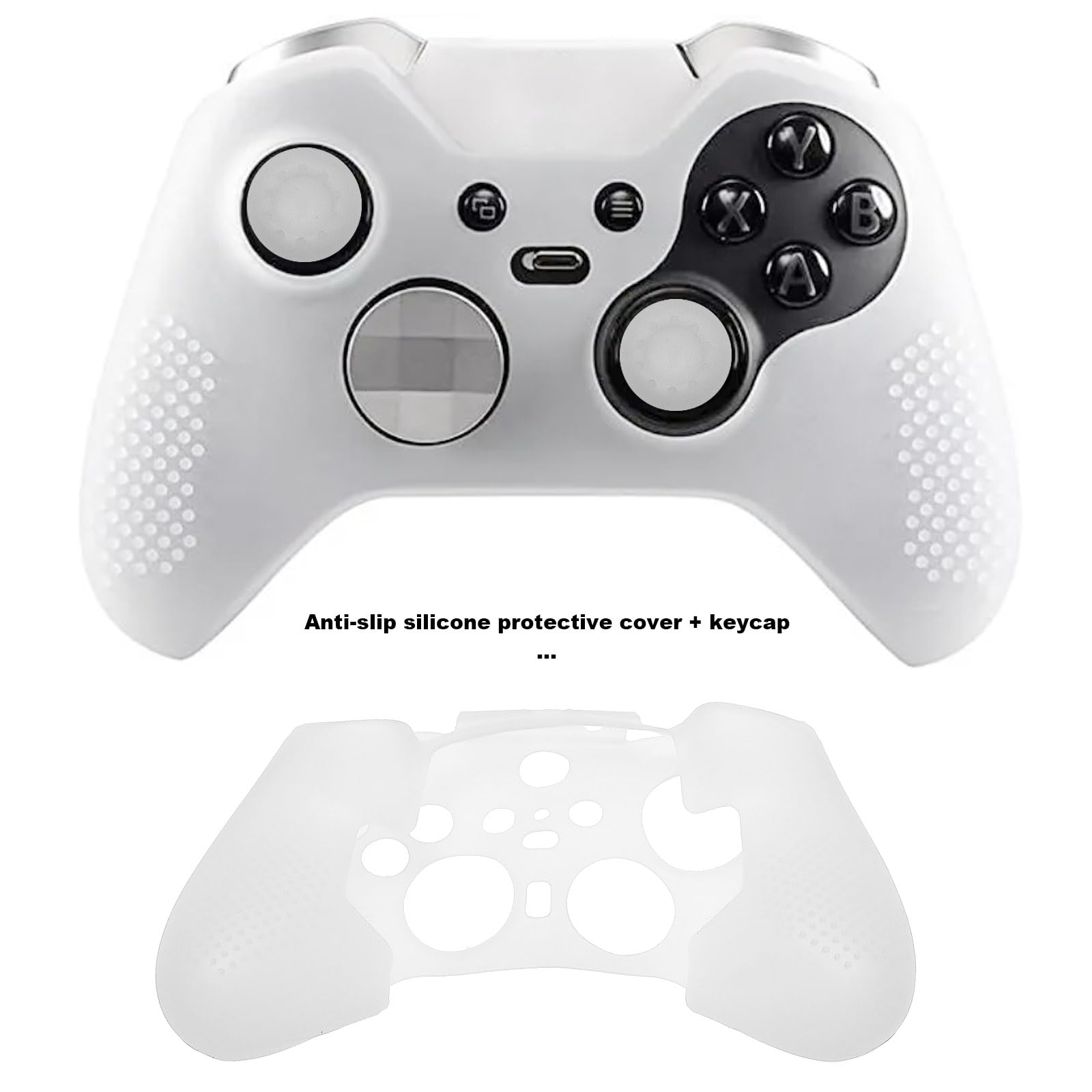 Funda de silicona antideslizante suave con tapas de agarre para el pulgar compatible con Xbox Elite Wireless Controller Series 2, protector de piel de goma suave, color blanco