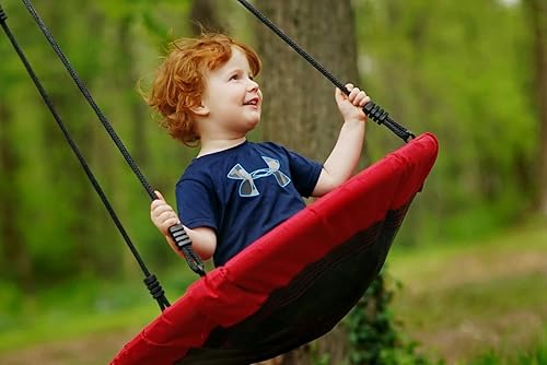 Miniatura 8 de Jack and June Columpio redondo rojo de 30 pulgadas de diámetro que soporta hasta 300 libras de swing