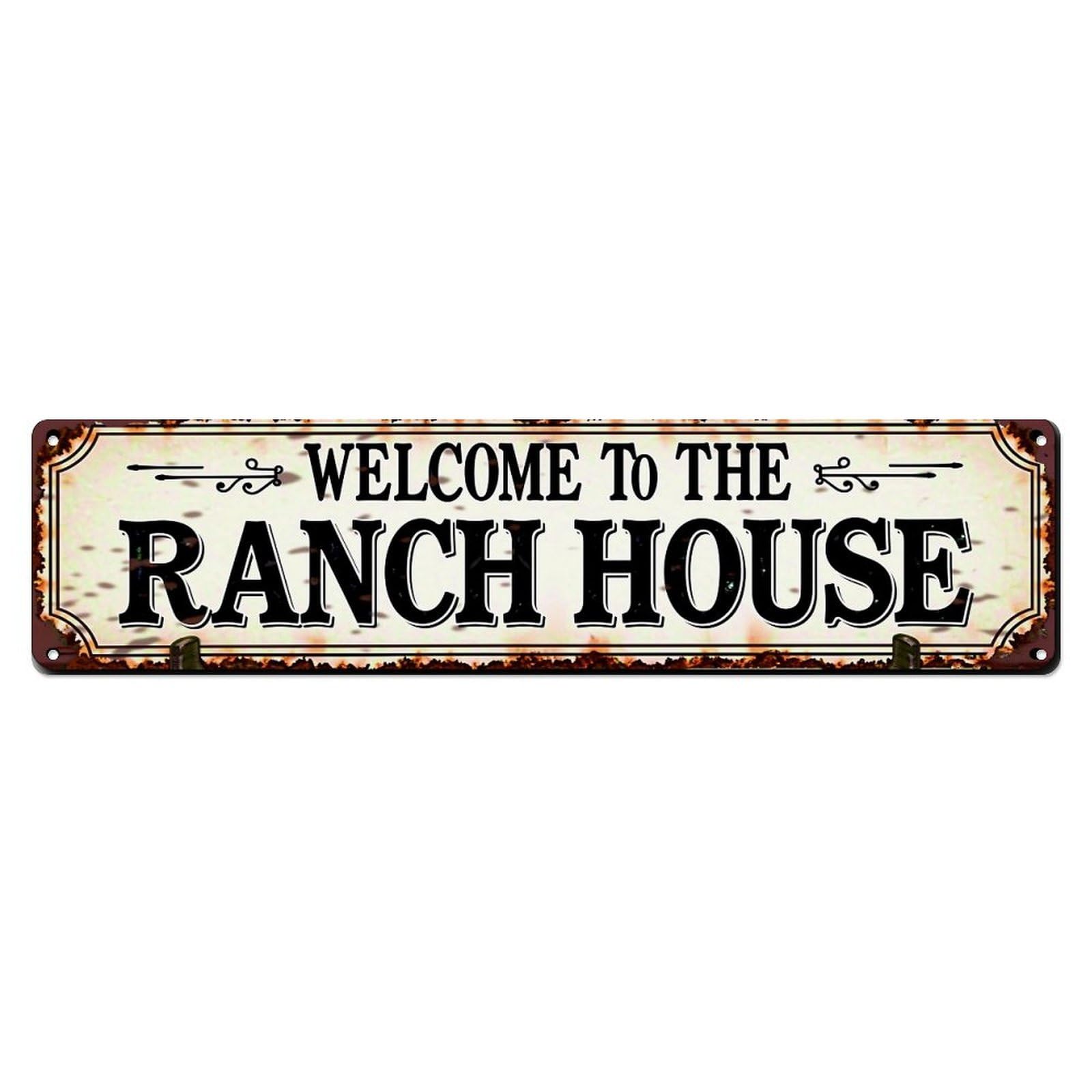 Jdyaojiesheng Vintage Welcome To The Ranch House Tin Sign Retro Metal Wall Decor Metal Poster, Home Bar Garage Farmhouse Cafe Wall Art Decoration 4X16inch
