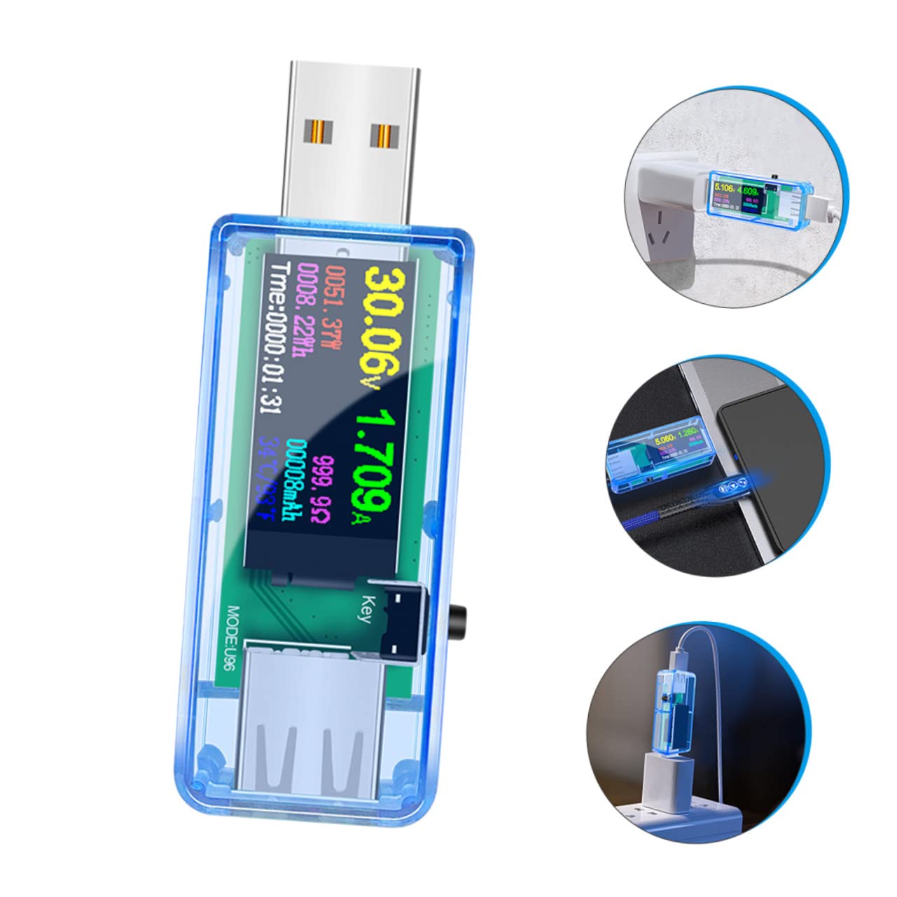 3pcs USB Voltage Tester LCD Display Compact USB Power for Voltage and for Phone Charging and Detection