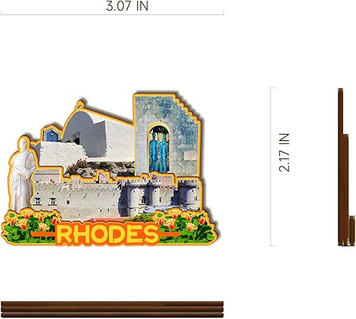 Miniatura 3 de Imán de madera de Rhodes Grecia 3D para nevera, viajes, coleccionables, recuerdos, decoración, manualidades hechas a mano
