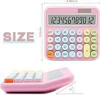 Vista 3 de Pink Calculator, Standard Calculator 12 Digit with Large LCD Display and Big Buttons,Pink Office Accessories for Women Desk, Cute for Office,School