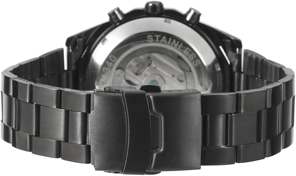 Forsining Men's Automatic Stainless Steel Steampunk Tourbillon Day Calendar Wristwatch FSG340M4B1 - Image 4