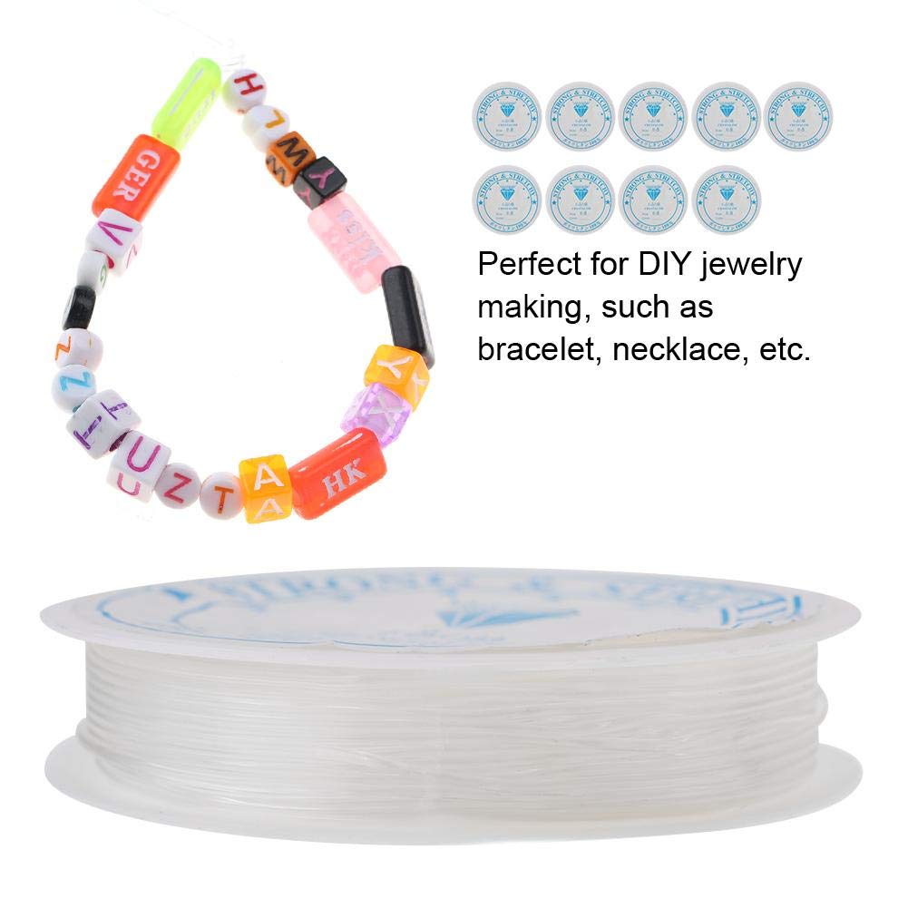 Salmue 10 Rolls Elastic String, 0.8mm/8m Strong Crystal Stretchy Elastic Line Transparent Beading String Thread for Jewelry Making Beading Bracelet Wire (0.8mm/8m)