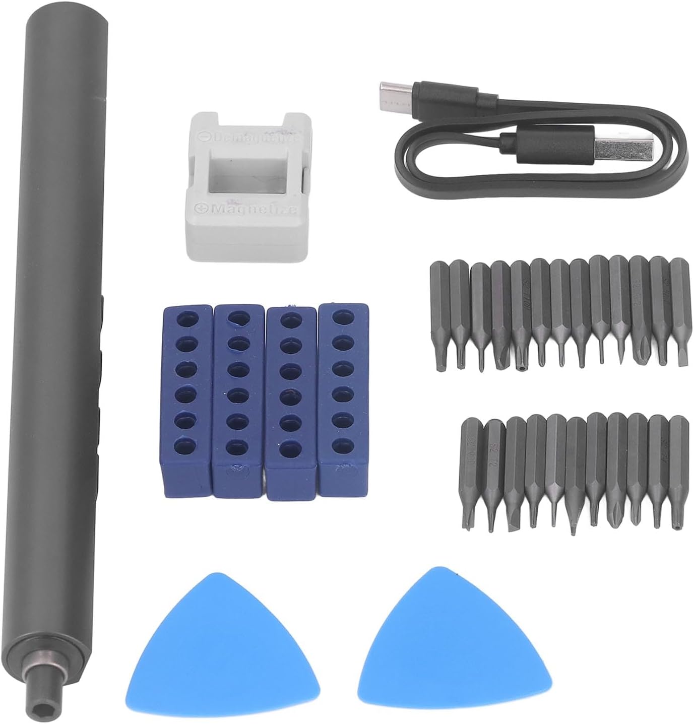 Electric Screwdriver Cordless Rechargeable Reversible 2 Level Power Screwdriver Tool with 24 Bits for Glasses Watches Cameras Laptops Drones Toys Smartphones Electronic Products