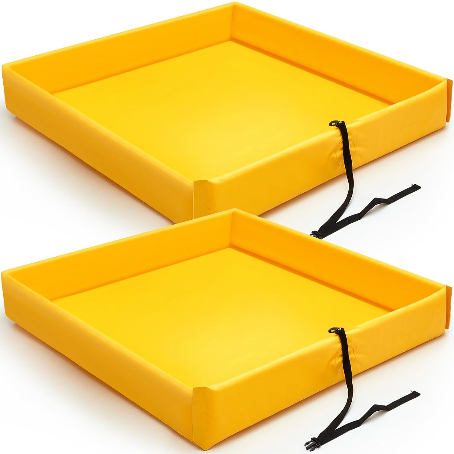 Frienda 2 Pack Folding Duck Pond 3 ft x 3 ft x 6 Inch Portable Spill Containment Berm Platform Tray(Yellow)
