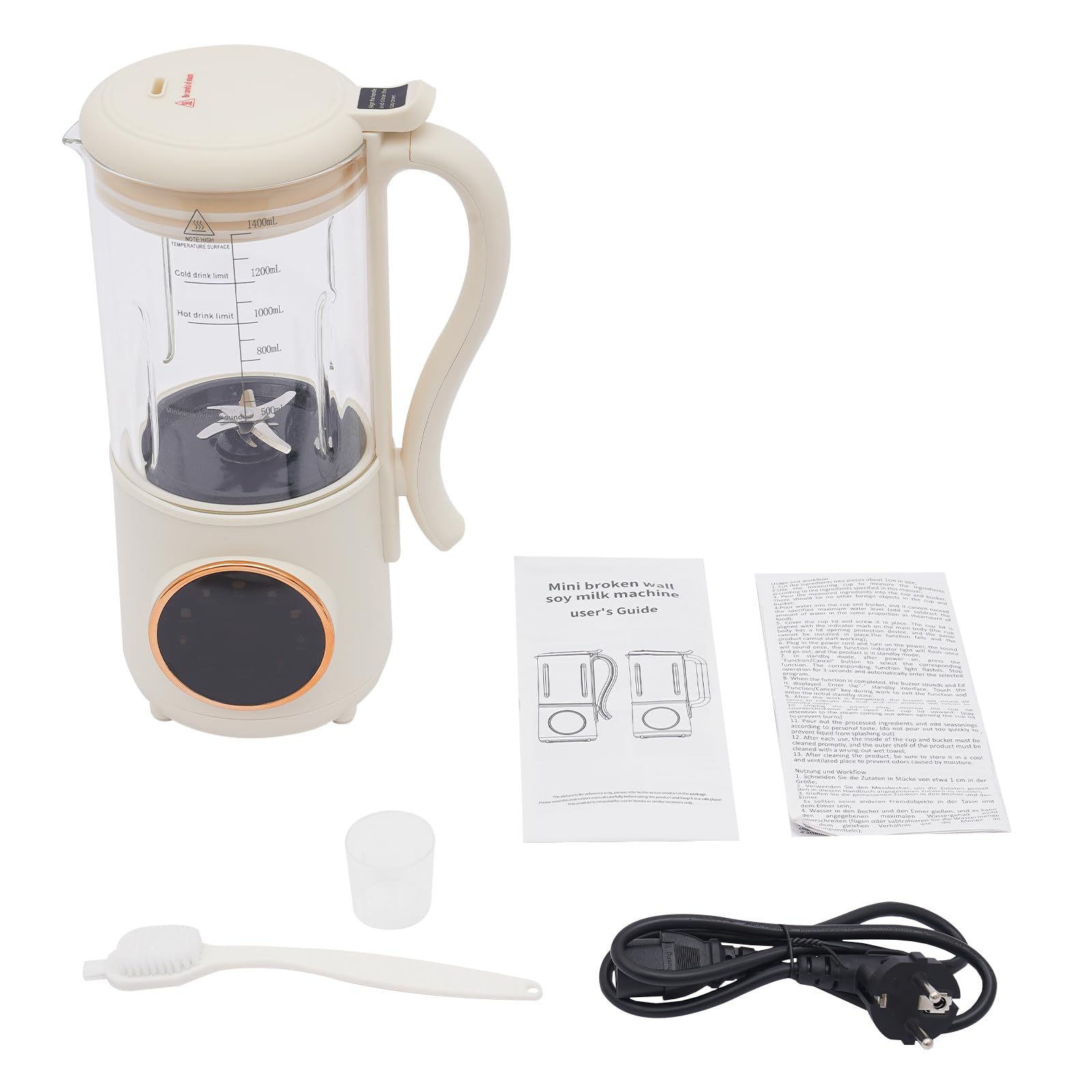 Machine À Lait De Soja, Centrifugeuse De 1.4L Avec 16 Lames, Machine À Lait De Noix, Machine À Smoothie Et Jus, Pour Avoine, Noix, Fruits, Faire Bouillir De L'Eau, Aliments Pour Bébés Etc