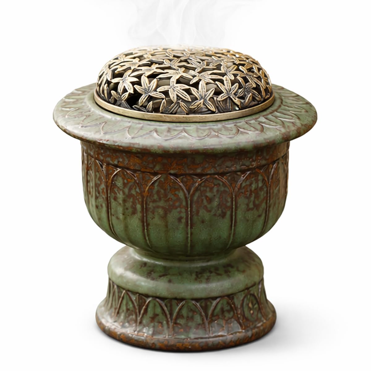 Bruciatore di incenso elettrico in ceramica, motivi classici, design cavo elegante e di fascia alta, temperatura elevata, protezione a doppio strato
