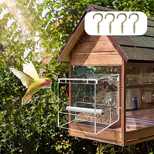 Automatische vogelvoederbak voor papegaai, geen puinhoop vogelzaad voerbak anti-morsen Budgie Feeder Vogelvoeder… - Afbeelding 4