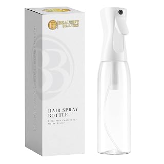 BeautifyBeauties Spray Bottle For Hair – Continuous Mister Spray Bottle for Hairstyling, Cleaning, Plants, Pets, Barbers, Salons, Essential Oil Scents (Clear, 16.9oz/500ml) 11" H x 2.6" L - Amazon product rated Grade A