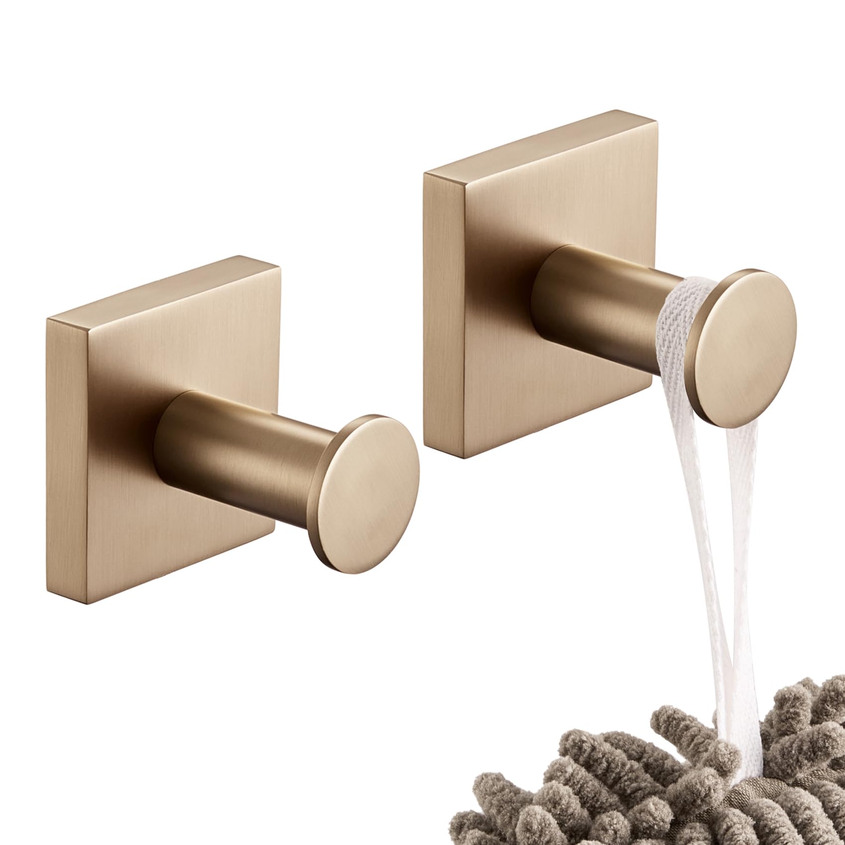 KOKOSIRI Robe Hooks Bath Towel Hooks for Wall Closet Kitchen Hanging Towels Bathroom Hardware Champagne Bronze Stainless Steel