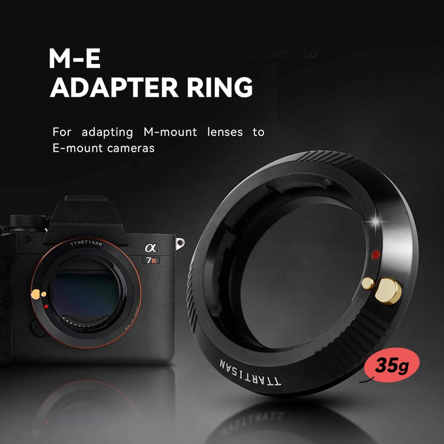 TTArtisan M to Sony E Mount Adapter Lens Converter Ring Compatible with A7 A7II A7III A7IV A7R A7RII A7RIII A7RIV A7RV A7S A7SII A7SIII A7C A9 A9II A1 A9III A1II ZV-E1 A7C2 A7CR