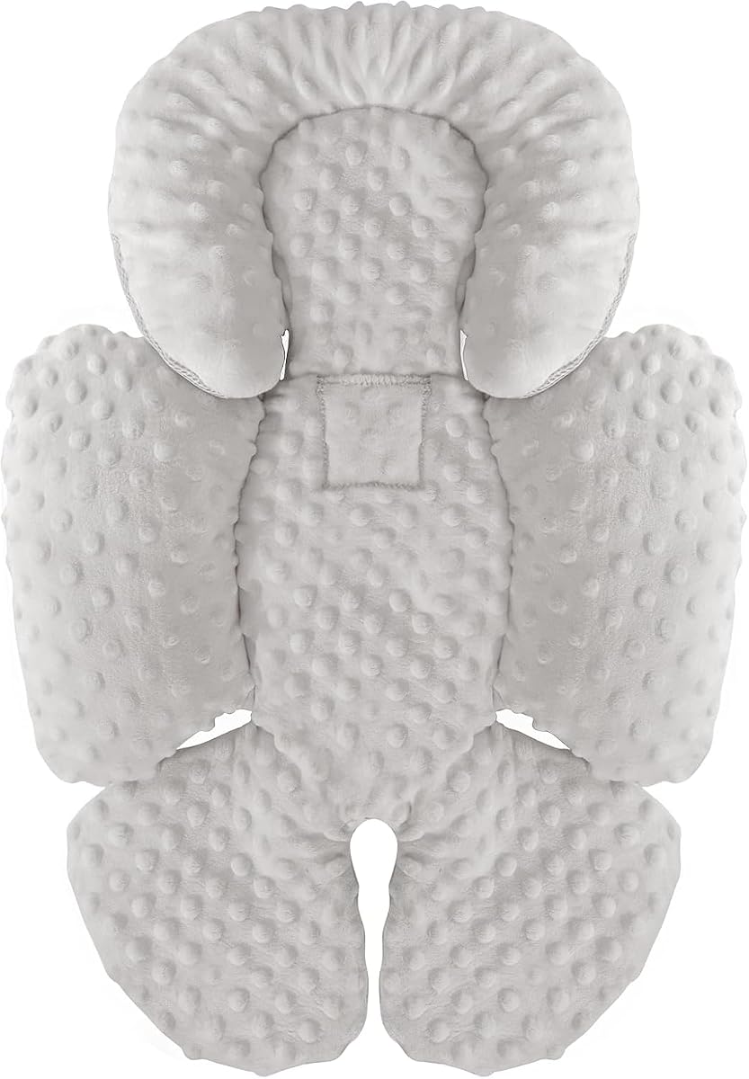 KAKIBLIN Infant Car Seat Insert, Baby Carseat Head & Body Support for Newborn, 2-in-1 Reversible Baby Car Seat Cushion, Soft Stroller Cushion Insert for CarSeats, Bouncer, Strollers, Swing (Gray)