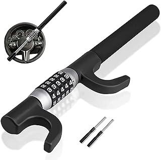 Steering Wheel Lock,Anti-Theft Car Device,Keyless Password Retractable Steering Lock Theft Prevention Bar for Car Trucks SUV Van(Black)
