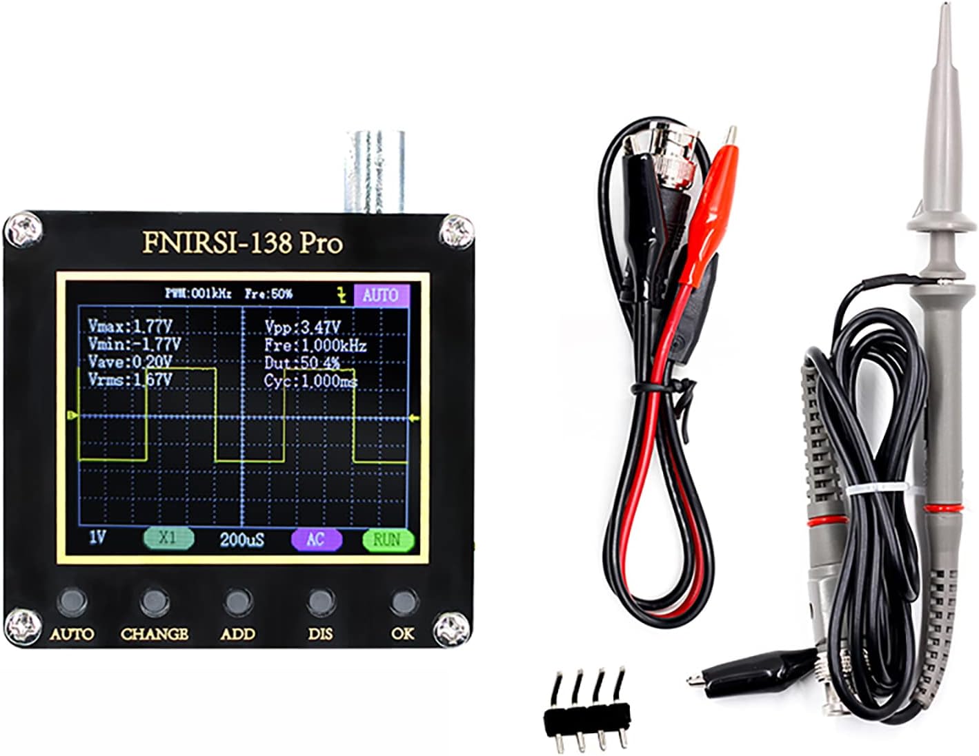 WANGCL 138Pro Handheld Portable Oscilloscope Set with High Voltage Probe 2.4" TFT Display Mini Digital Oscilloscope-200KHz Bandwidth and 2.5MS/S Sampling Rate