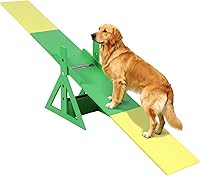 Kuabiz 94.5" Adjustable Dog Agility Seesaw Teeter - 4 Heights, Non-Slip Wooden Ramp for Small to Large Dogs, Backyard Training Equipment