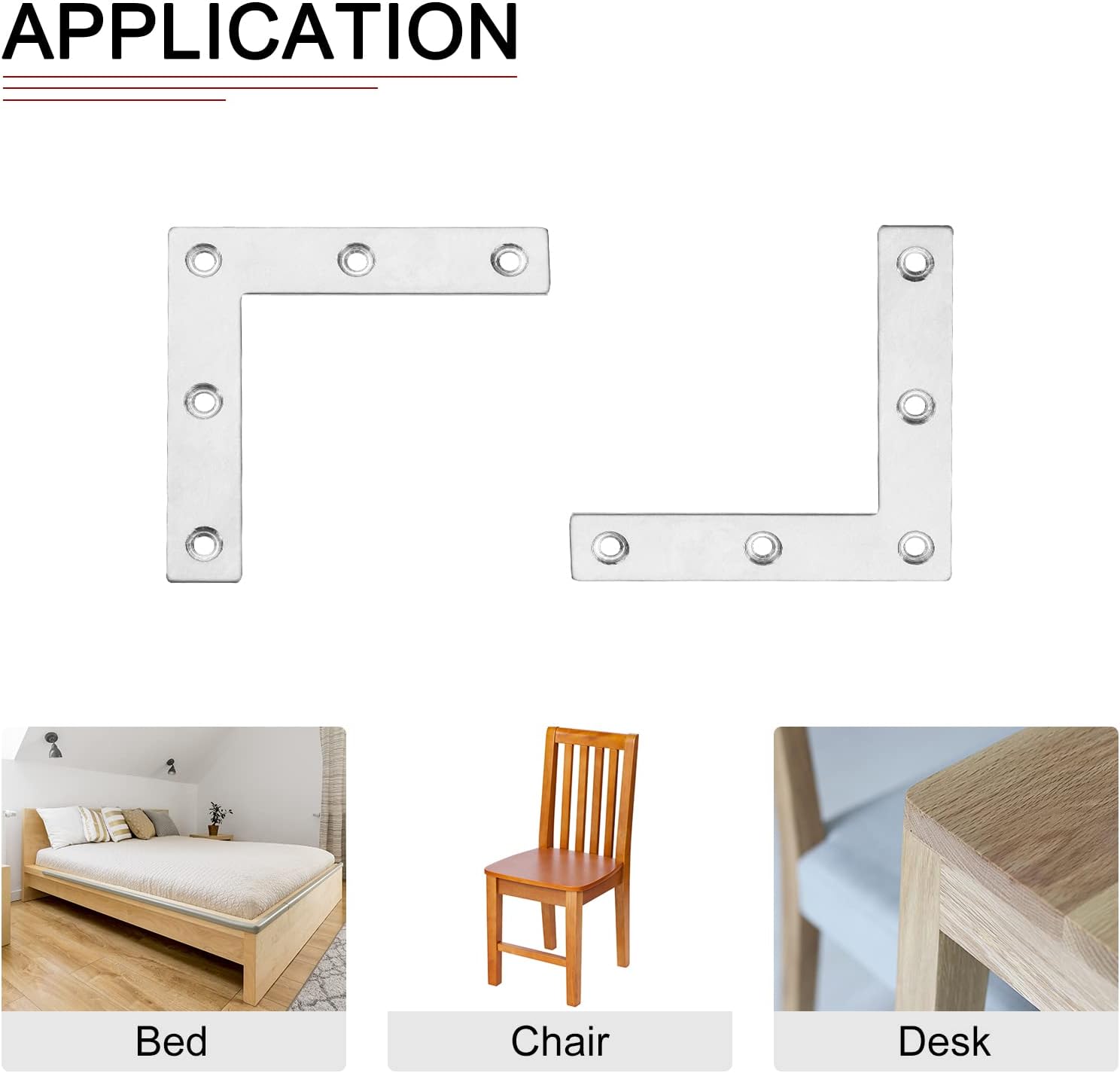 DTGN 3.15"x3.15"(LxW) L Brackets - 8Pack - Good for Furniture Mending Repair - Durable 304 Stainless Steel Fixing Brace Plates - Silver Tone