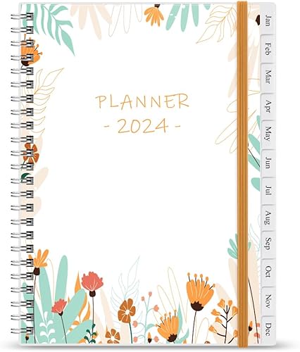 Libro de citas 2024  Agenda de citas con 12 pestañas mensuales de enero de 2024 a diciembre de 2024 por hora, cubierta flexible con encuadernación