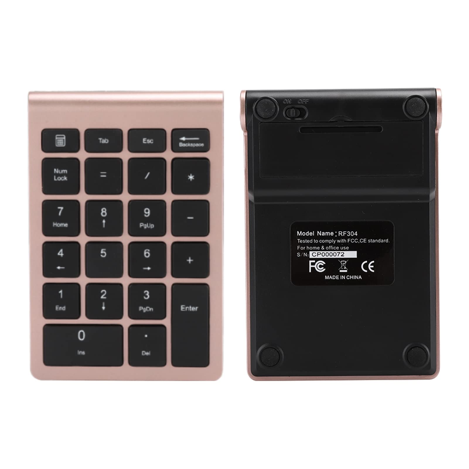 Bezprzewodowa Klawiatura Numeryczna, 22 Klawisze, USB Plug and Play, 80 Godzin Użytkowania, Konstrukcja ze stopką nożycową, kompatybilność zXP, Vista, 7/8/10 (Różowe złoto)