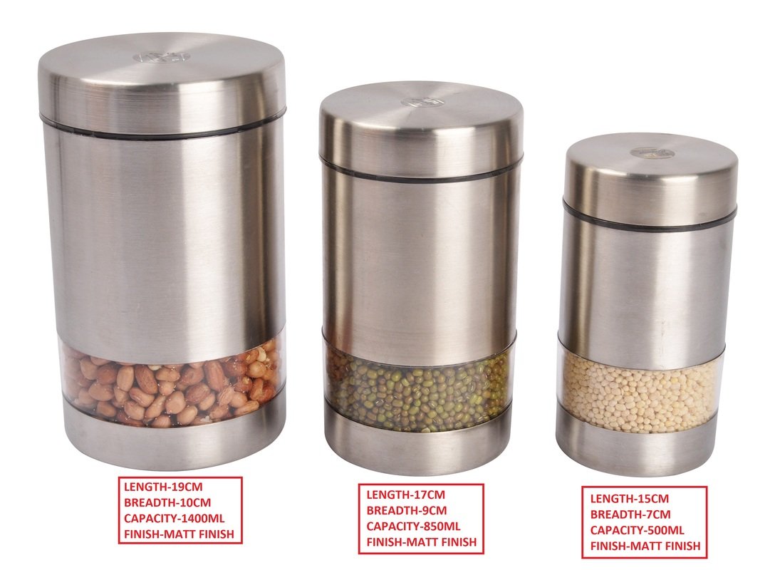 Buy JVL Magic Twister Stainless Steel Canister Set of 3 Pcs,FinishMatt