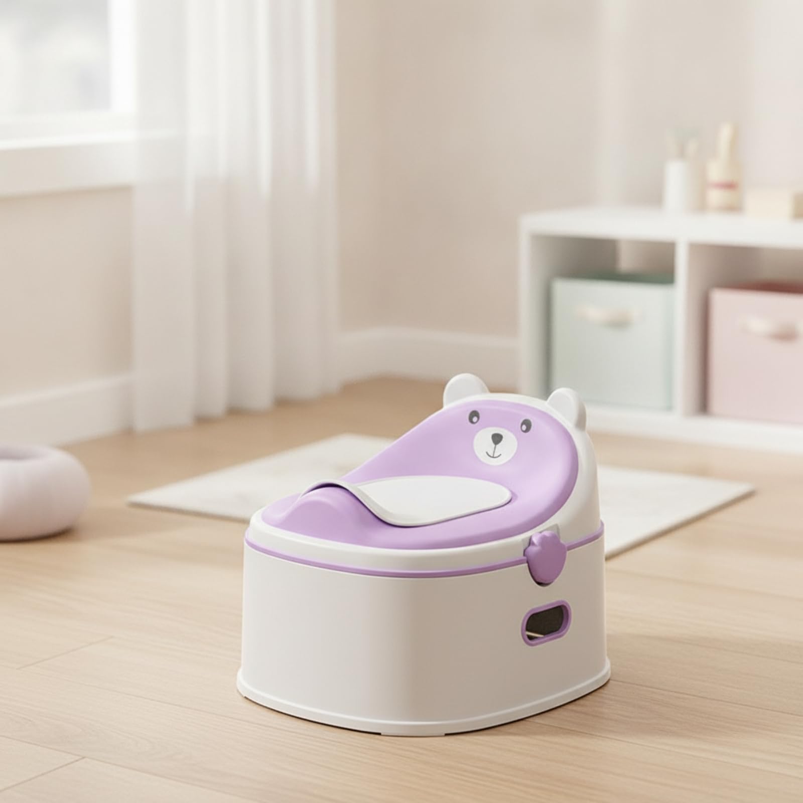 LOVIVER Vasino Funzioni con Schienale a Forma di Orso Multifunzione Vasino con Poggiapiedi a Due Livelli Sicuro per Casa Famigliare, Grigio
