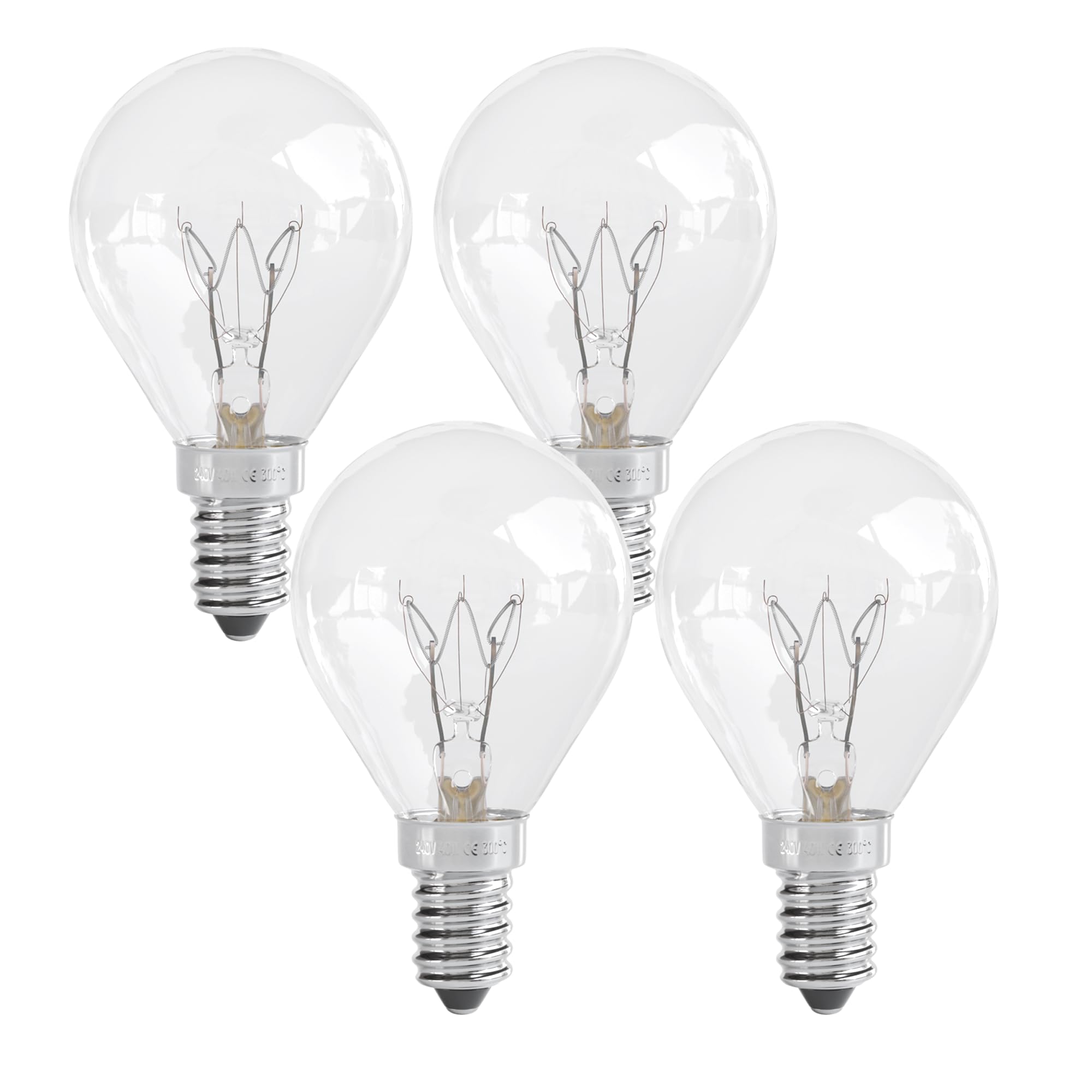 greate 4x E14 Backofenlampe 40W 300 Grad hitzebeständig - Backofen Glühbirne für Ofen, Salzkristalllampe, Mikrowelle, Lavalampe uvm - Ofenlampe 40W 300 Grad mit 400 Lumen & 2700K warmweiß